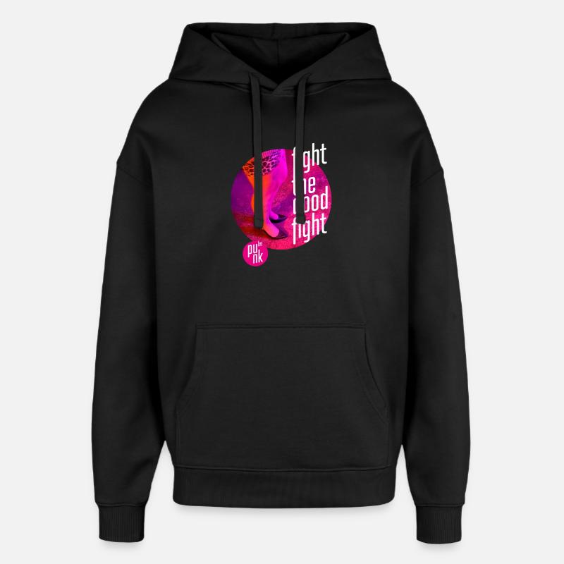 ThinkBick_Fight_the_good_fight_2026_4 - Sweat à capuche unisexe Stanley/Stella Oversized - noir