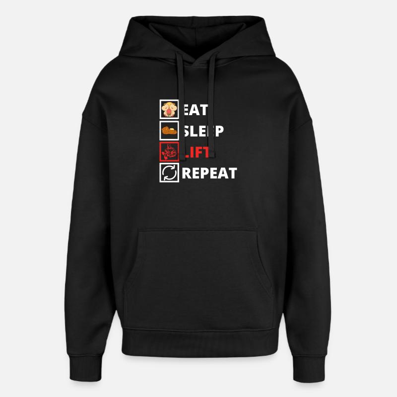 Manger dormir soulever répéter - Sweat à capuche unisexe Stanley/Stella Oversized - noir