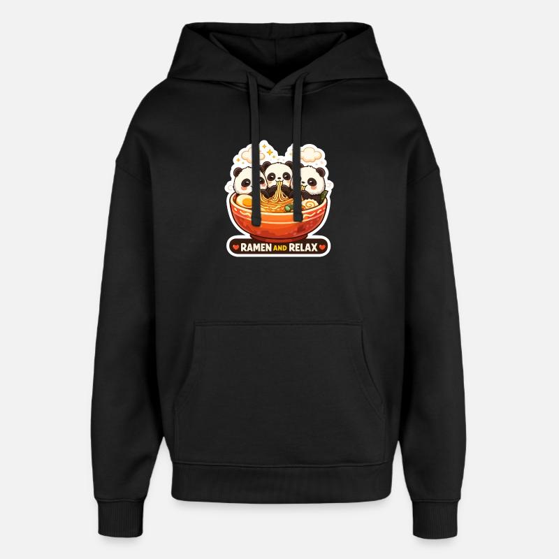 Panda Ramen & Relax Trio - Sweat à capuche unisexe Stanley/Stella Oversized - noir