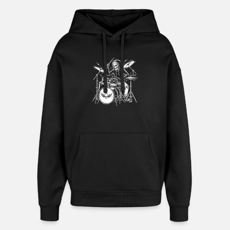 Grim Drummer Skeleton - Oversized Unisex Hoodie by Stanley/Stella - black