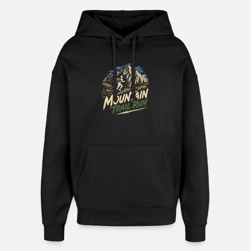 Mountain Trail Run - Oversized Unisex Hoodie by Stanley/Stella - black