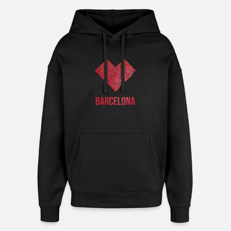 Barcelone - Sweat à capuche unisexe Stanley/Stella Oversized - noir