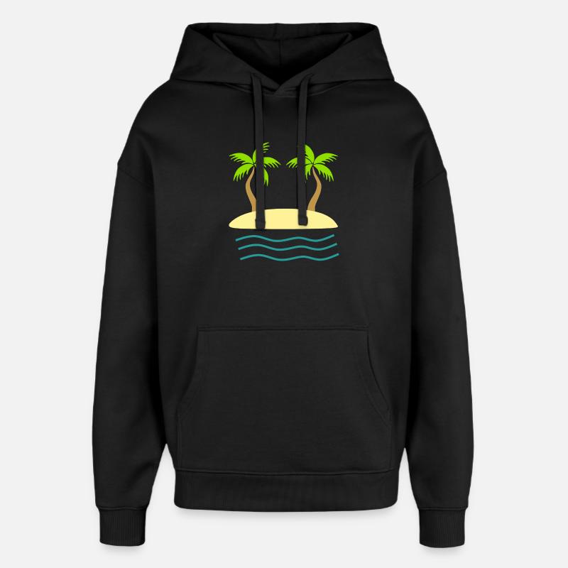Palmier vert île mer - Sweat à capuche unisexe Stanley/Stella Oversized - noir