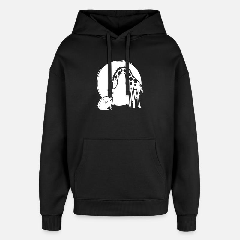 Amour de girafe et hérisson - Sweat à capuche unisexe Stanley/Stella Oversized - noir