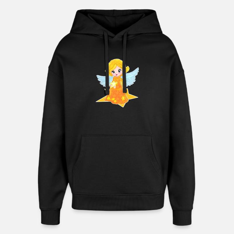 Kawaii Engelchen mit Stern - Oversized Unisex Hoodie von Stanley/Stella - Schwarz
