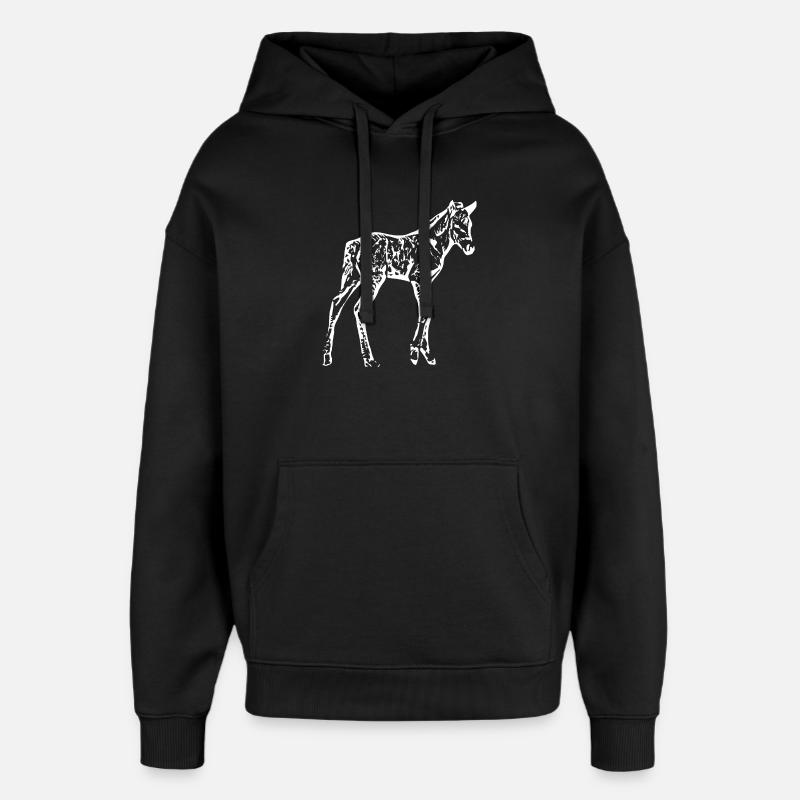 Cheval Blanc, Poulain - Sweat à capuche unisexe Stanley/Stella Oversized - noir