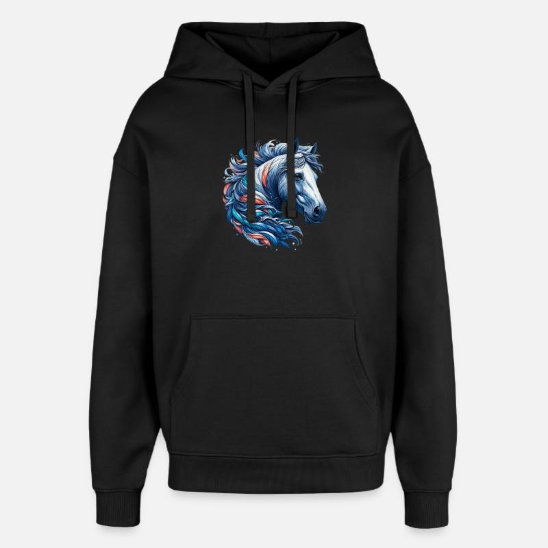 Cheval - Sweat à capuche unisexe Stanley/Stella Oversized - noir