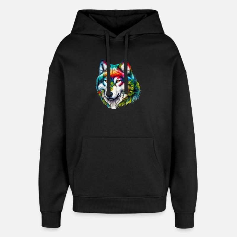 Loup - Sweat à capuche unisexe Stanley/Stella Oversized - noir