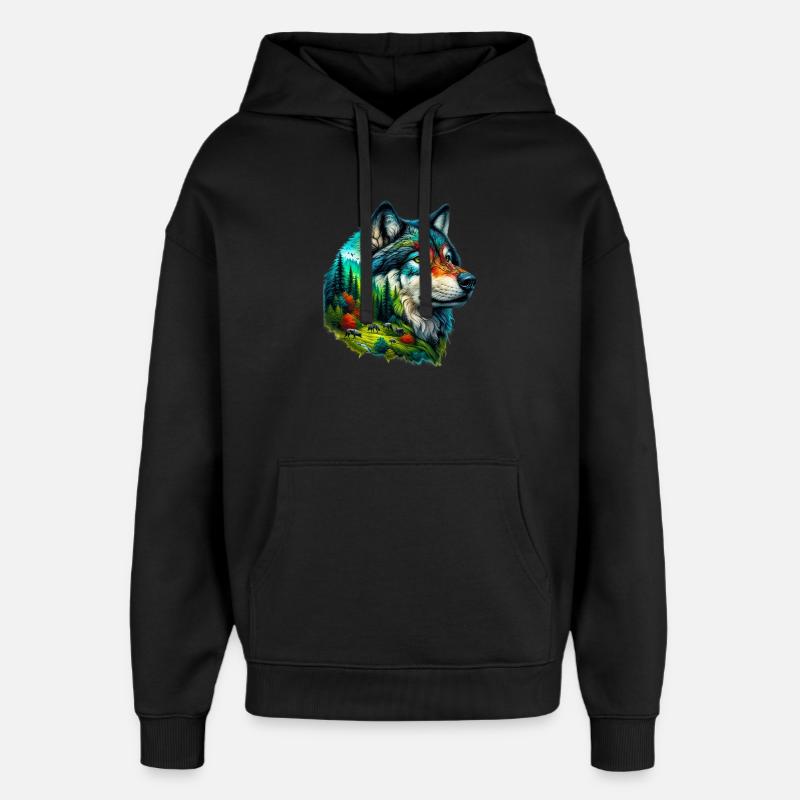 Wolf - Oversized Unisex Hoodie by Stanley/Stella - black