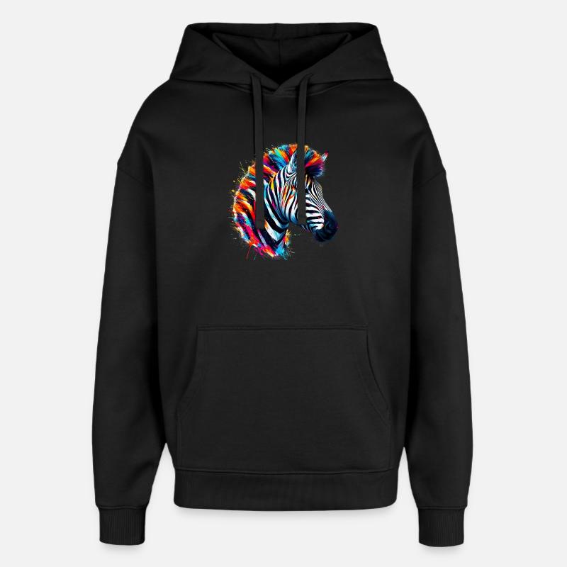 Zèbre - Sweat à capuche unisexe Stanley/Stella Oversized - noir