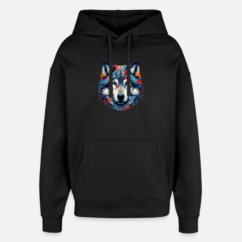 Wolf - Oversized Unisex Hoodie by Stanley/Stella - black
