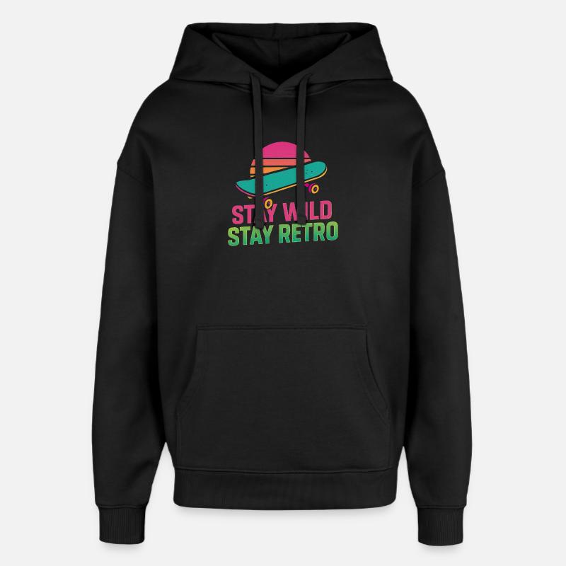 Stay Wild Retro Skate - Sweat à capuche unisexe Stanley/Stella Oversized - noir