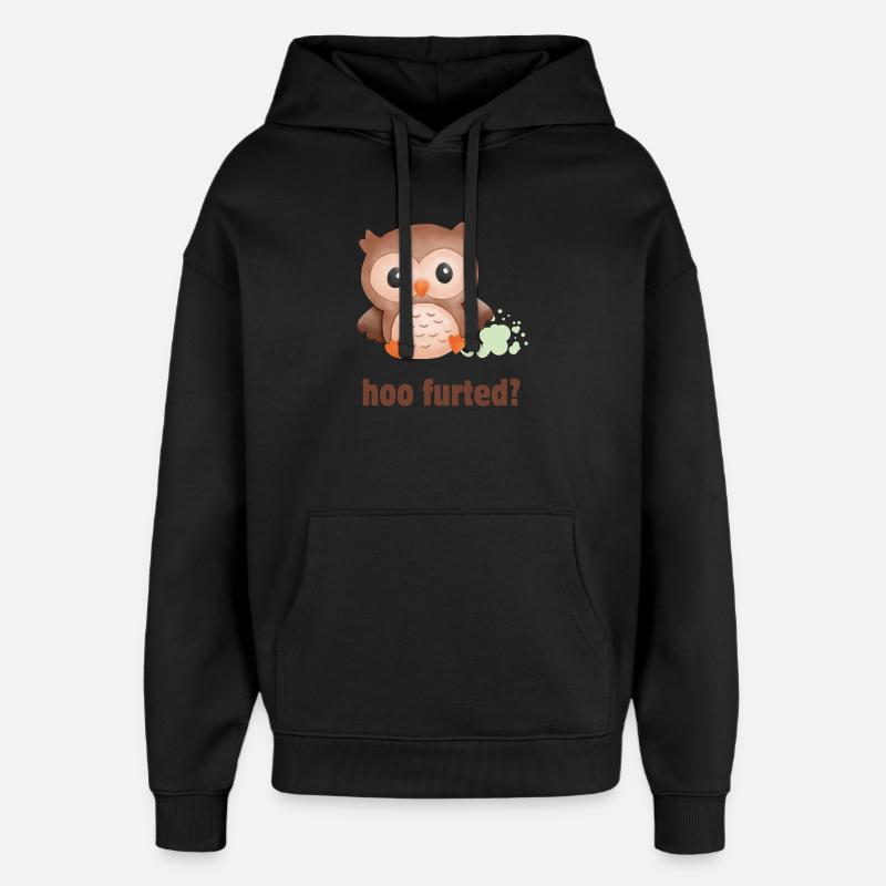 Hoo Furted Owl Gioco di parole - Stanley/Stella Oversized Felpa con cappuccio unisex - nero