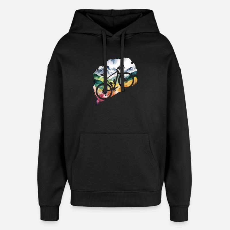 Scène d’aventure en VTT - Sweat à capuche unisexe Stanley/Stella Oversized - noir