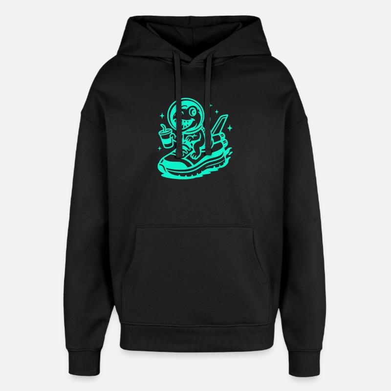 Space Fun Saurus Junior - Oversized Unisex Hoodie by Stanley/Stella - black