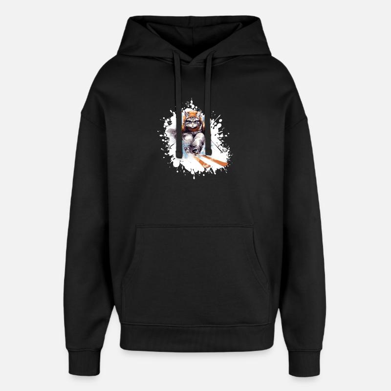 Cat Ski Skiing - Sweat à capuche unisexe Stanley/Stella Oversized - noir