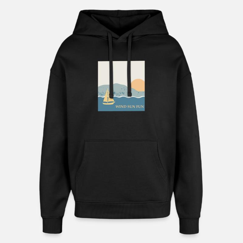 Wind Sun Fun Sailing Dream - Oversized Unisex Hoodie by Stanley/Stella - black