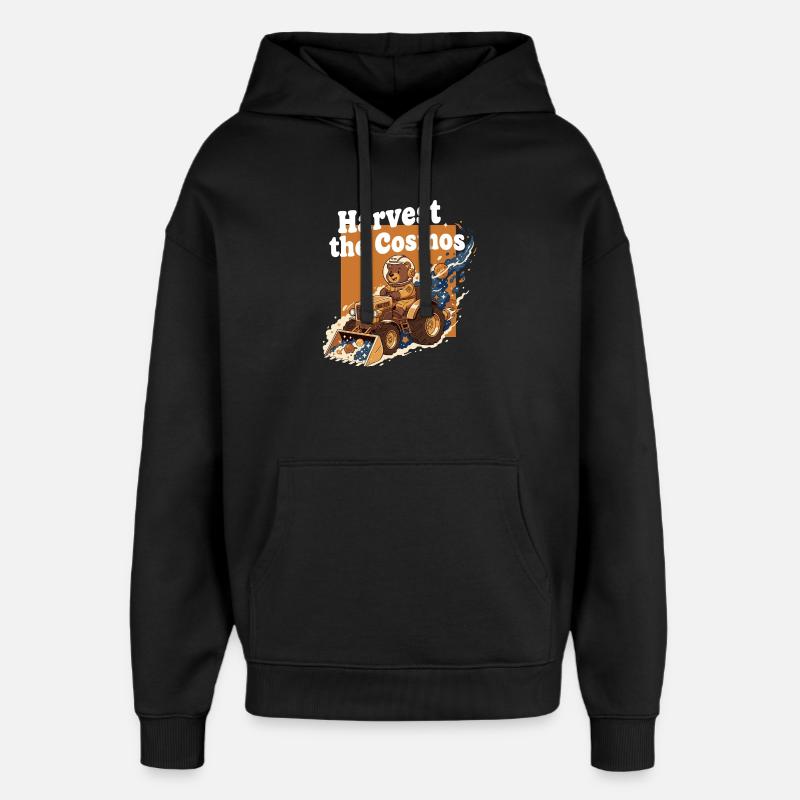 Cosmos récolte l’ours sur tracteur - Sweat à capuche unisexe Stanley/Stella Oversized - noir