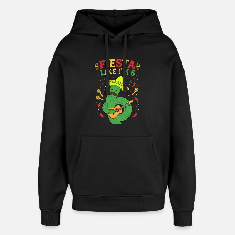 Fiesta comme si j’avais 6 cactus - Sweat à capuche unisexe Stanley/Stella Oversized - noir
