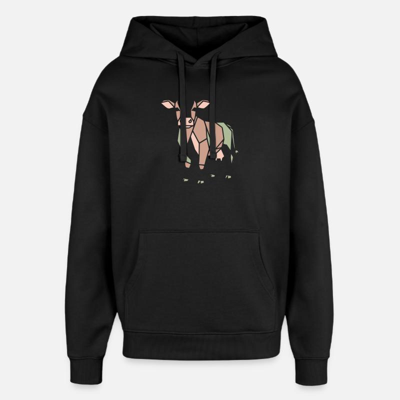 Vache géométrique Low Poly Modern - Sweat à capuche unisexe Stanley/Stella Oversized - noir