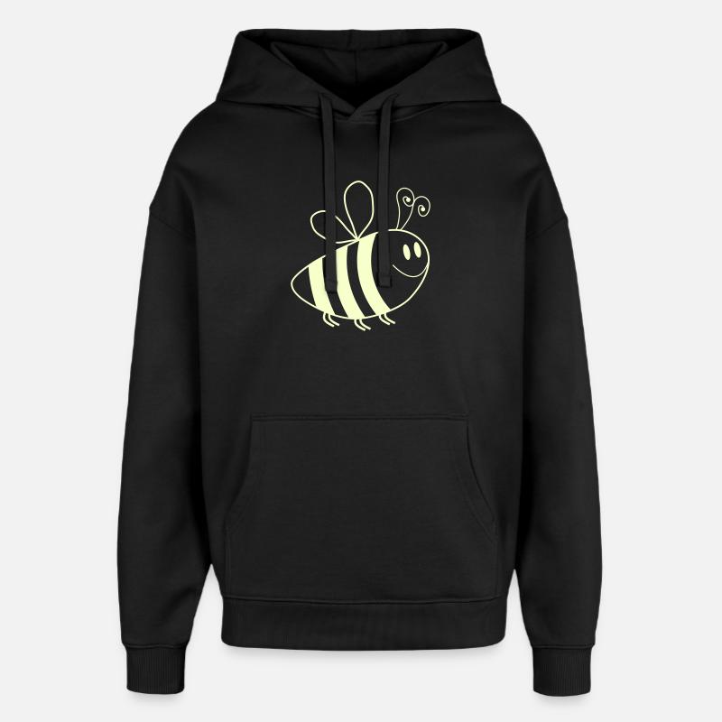 Smiling Bees Pattern - Oversized Unisex Hoodie by Stanley/Stella - black