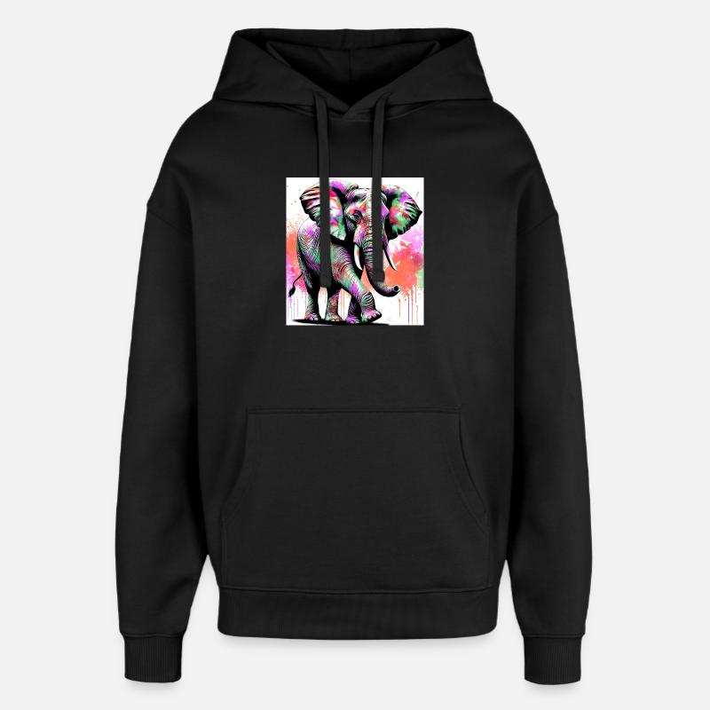 éléphant - Sweat à capuche unisexe Stanley/Stella Oversized - noir