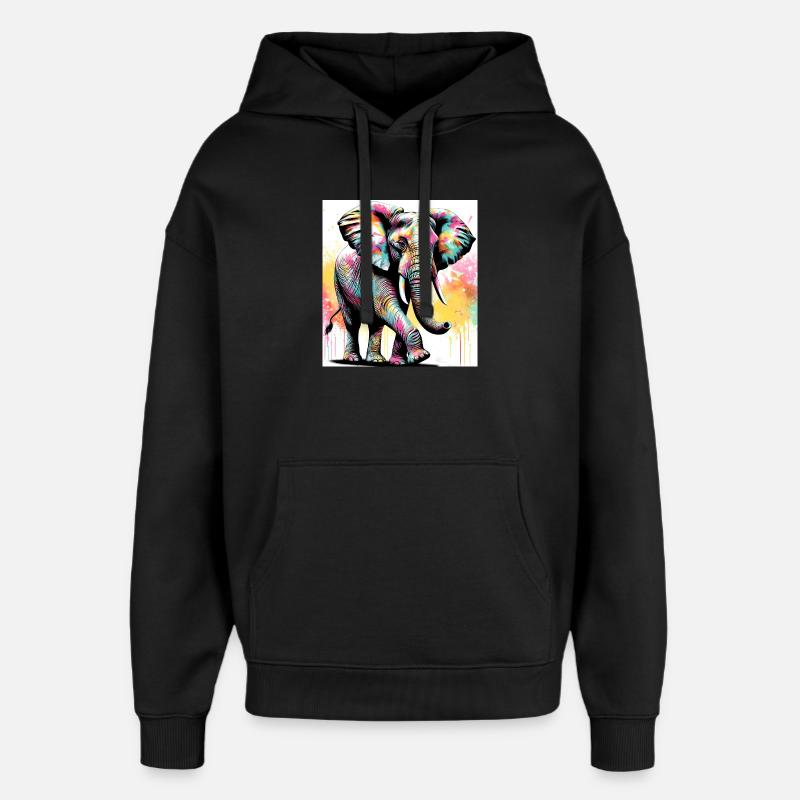 éléphant - Sweat à capuche unisexe Stanley/Stella Oversized - noir