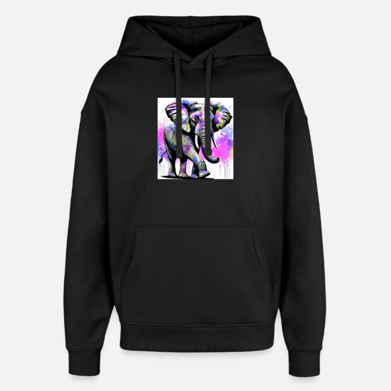 éléphant - Sweat à capuche unisexe Stanley/Stella Oversized - noir