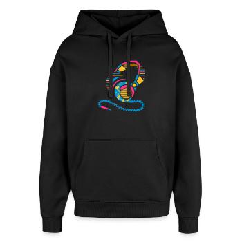 Kopfhörer Muster und Streifen - Oversized Unisex Hoodie von Stanley/Stella - Schwarz - Vorne - AI Model Female 172 light (172cm) & AI Model Male 185 light (185cm)