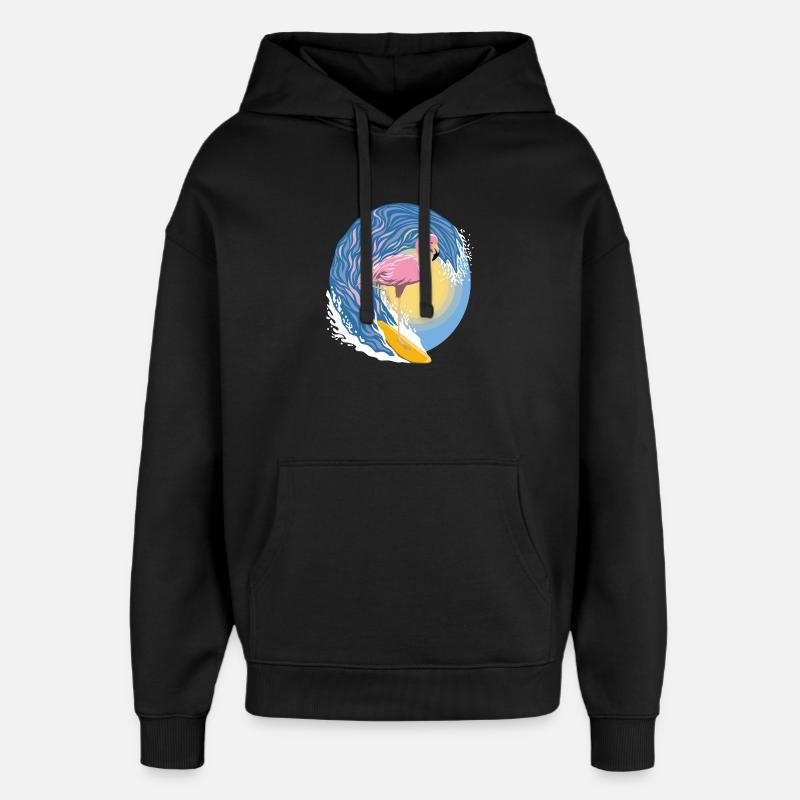 Flamingo-Surfer - Oversized Unisex Hoodie von Stanley/Stella - Schwarz