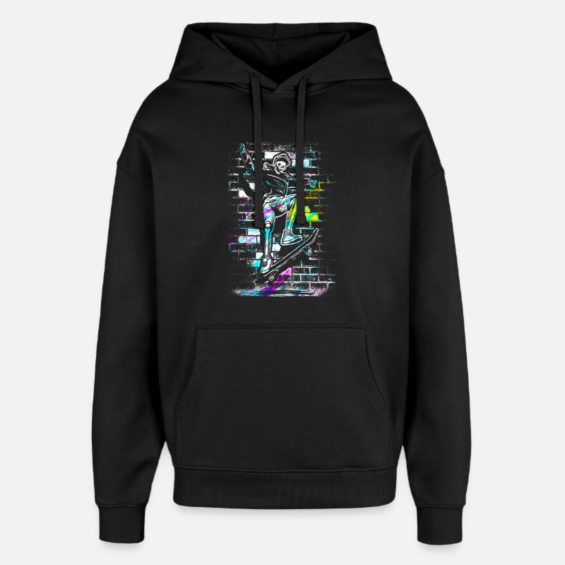 Skate - Skateboard - Crâne de Skater - Sweat à capuche unisexe Stanley/Stella Oversized - noir