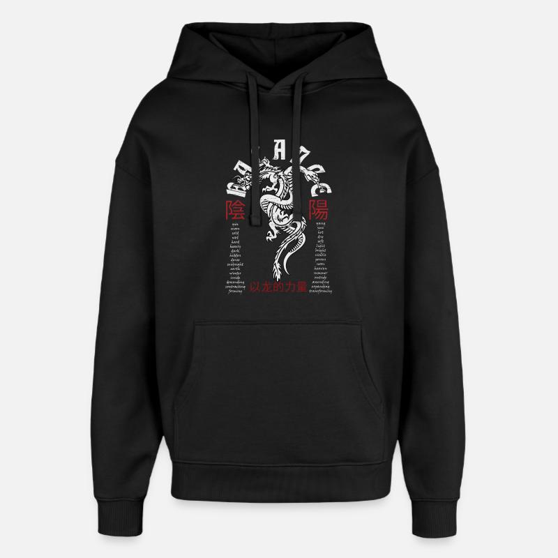 Dragon et serpent chinois - Sweat à capuche unisexe Stanley/Stella Oversized - noir