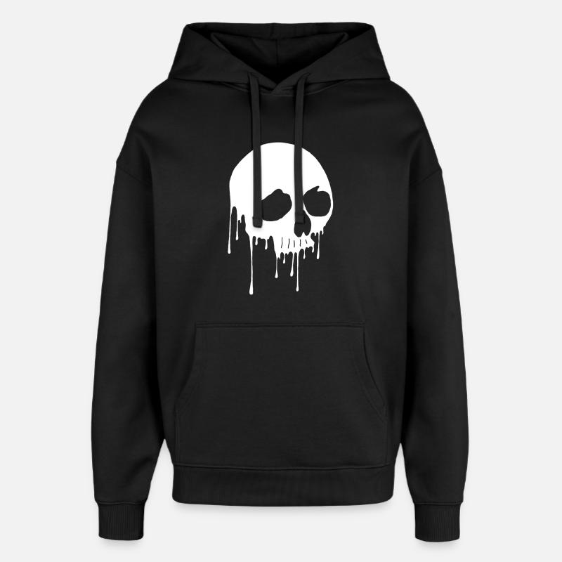 Crâne blanc et graffiti - Sweat à capuche unisexe Stanley/Stella Oversized - noir