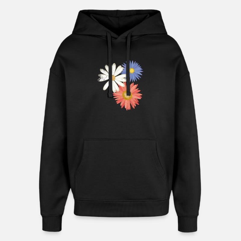 3 fleurs - Sweat à capuche unisexe Stanley/Stella Oversized - noir