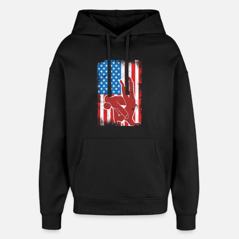 Drapeau de Judo USA - Sweat à capuche unisexe Stanley/Stella Oversized - noir