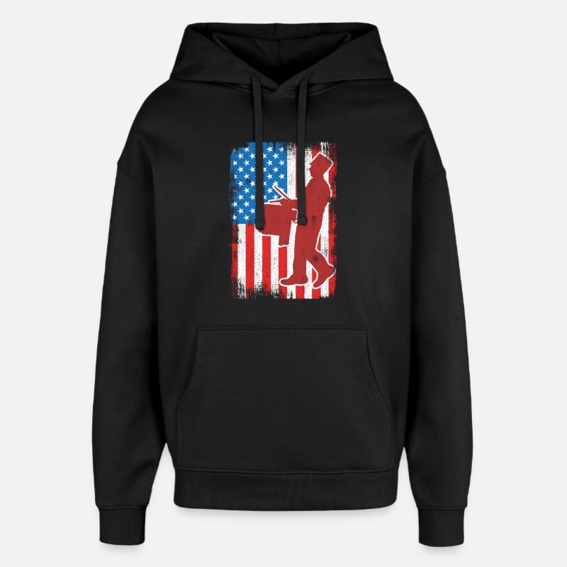 Tambour 4 juillet USA - Sweat à capuche unisexe Stanley/Stella Oversized - noir