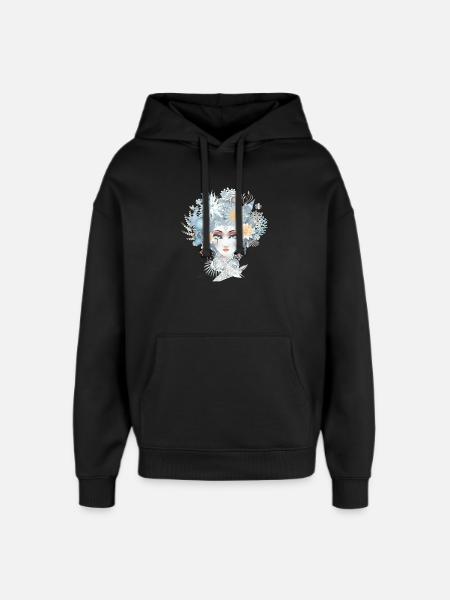 Mermaid portrait in cool pastel colors - Oversized Unisex Hoodie by Stanley/Stella - black