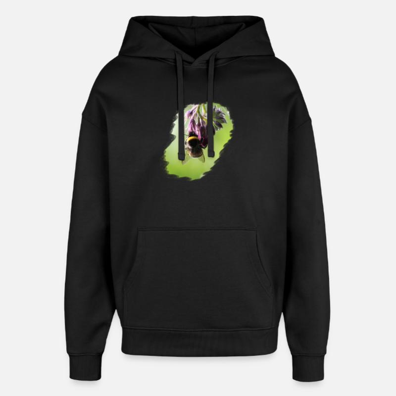 Abeille sur fleur gros plan - Sweat à capuche unisexe Stanley/Stella Oversized - noir