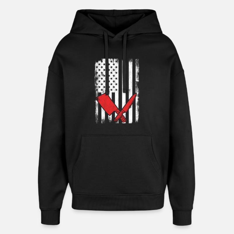 4 juillet Boucher aux États-Unis - Sweat à capuche unisexe Stanley/Stella Oversized - noir