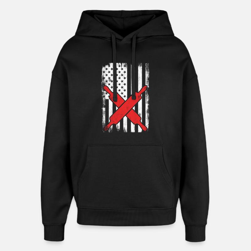 Boulanger drapeau américain - Sweat à capuche unisexe Stanley/Stella Oversized - noir