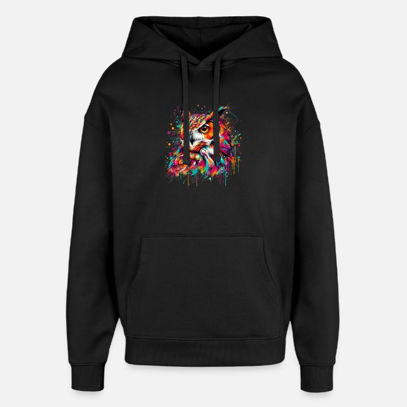 Eule - Oversized Unisex Hoodie von Stanley/Stella - Schwarz
