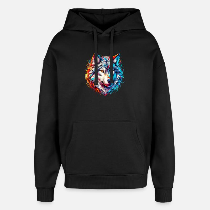 Wolf - Oversized Unisex Hoodie von Stanley/Stella - Schwarz
