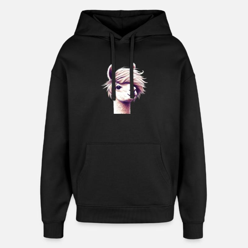 Alpaca - Oversized Unisex Hoodie by Stanley/Stella - black