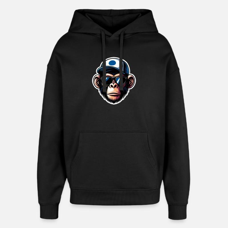 Affe Brille Cap - Oversized Unisex Hoodie von Stanley/Stella - Schwarz