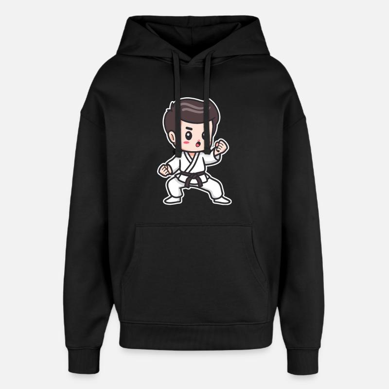 Karate Junge Zeichnung - Oversized Unisex Hoodie von Stanley/Stella - Schwarz