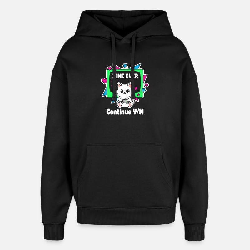 Retro Katzen Controller Game Over - Oversized Unisex Hoodie von Stanley/Stella - Schwarz