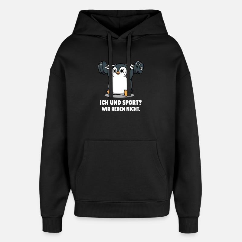 Penguin Gewichtheben Spruch - Oversized Unisex Hoodie von Stanley/Stella - Schwarz