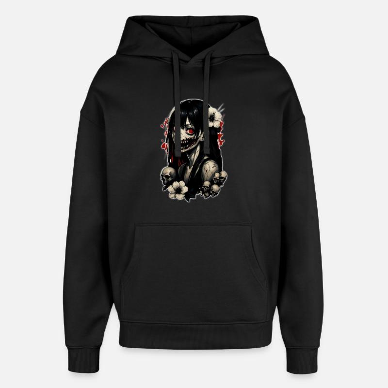 Fille d’Anime d’Horreur - Sweat à capuche unisexe Stanley/Stella Oversized - noir