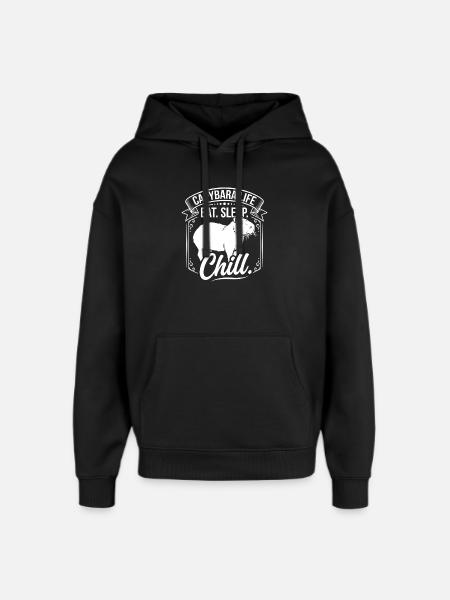 Capybara Life: Eat Sleep Chill - Oversized Unisex Hoodie by Stanley/Stella - black
