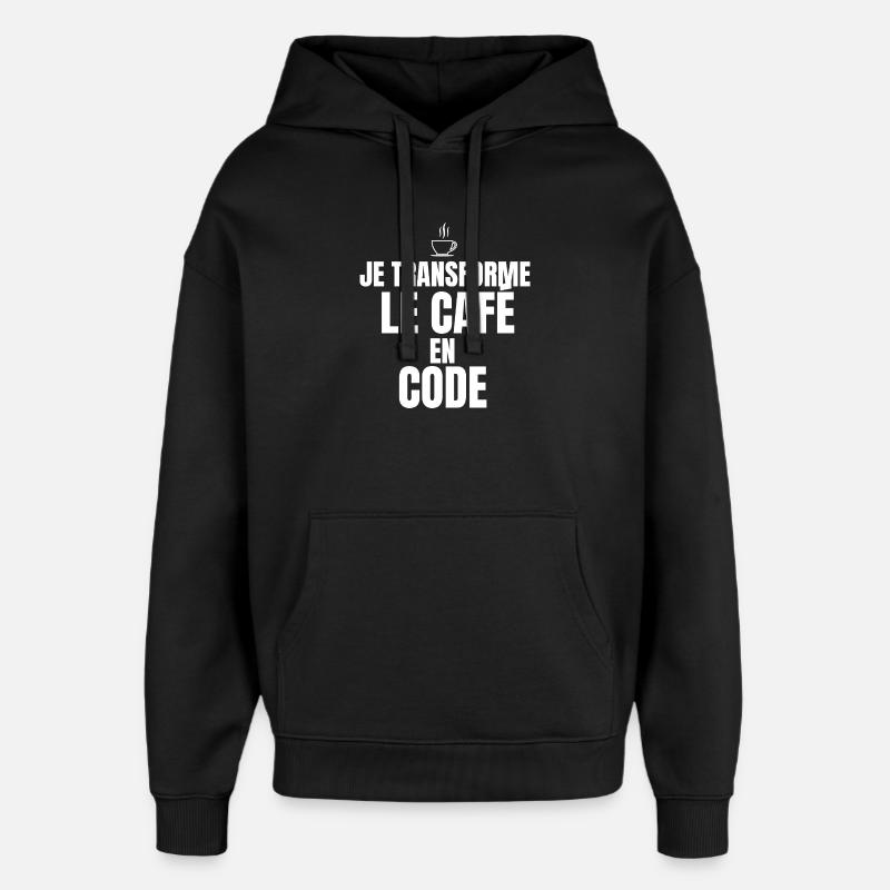 Ich verwandle Kaffee in Code - Oversized Unisex Hoodie von Stanley/Stella - Schwarz